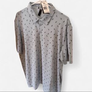 adidas Light Gray Polo with Black Triangle Print